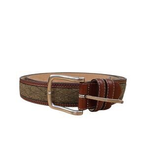 Peter Christian Brown Cork Inlaid Handmade Leather Belt Size 48 Western Academia
